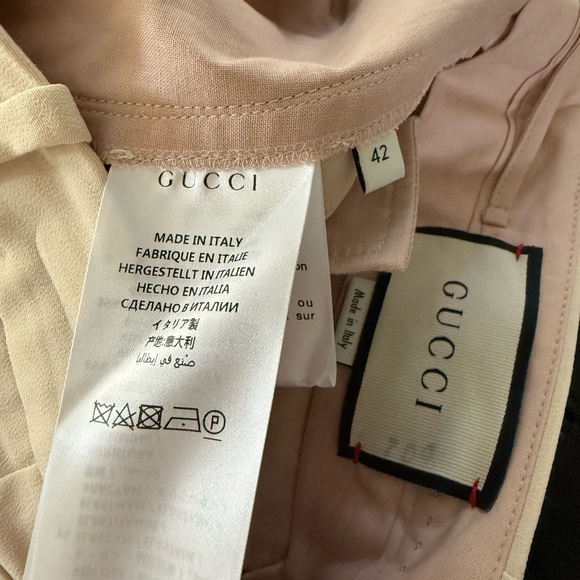 Gucci Beige Crepe Web Strip Detail Crop Wide Leg Pants Size IT 42 US 8 - Picture 6 of 7